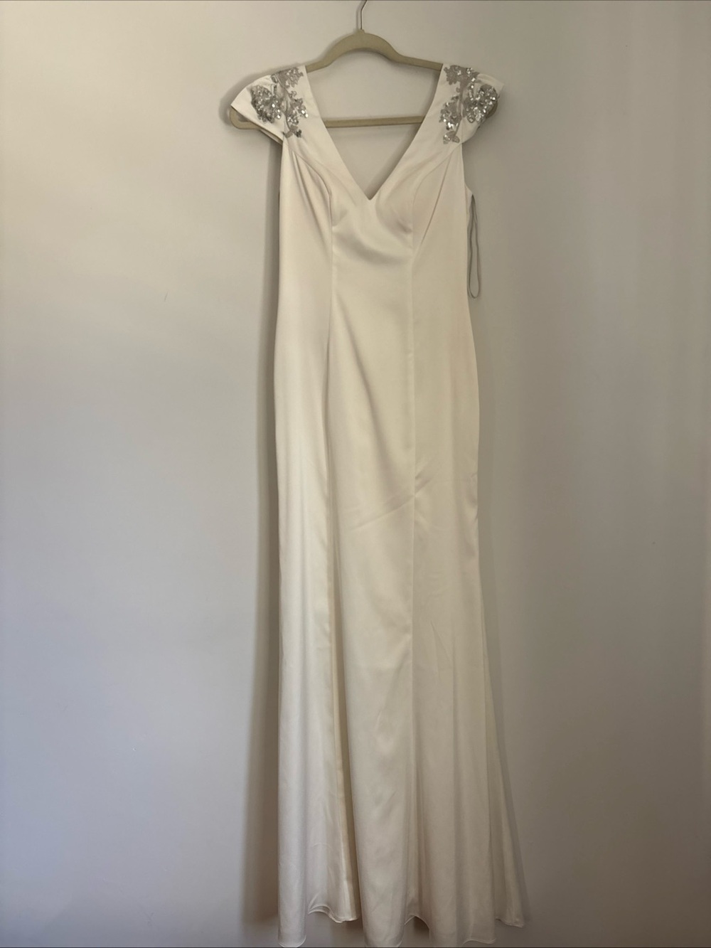 Zara Ivory V-Neck Bridal Gown with Beaded Cap Shoulders